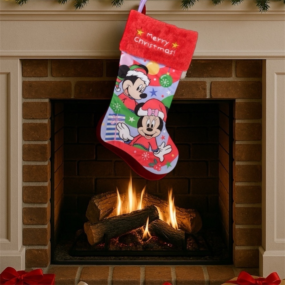 NWT Disneys Mickey & Minnie Mouse Christmas xmas stocking 20”